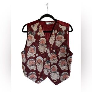 Women’s UNITED TEAM Vintage Tapestry Santa Clause Button Front Vest M